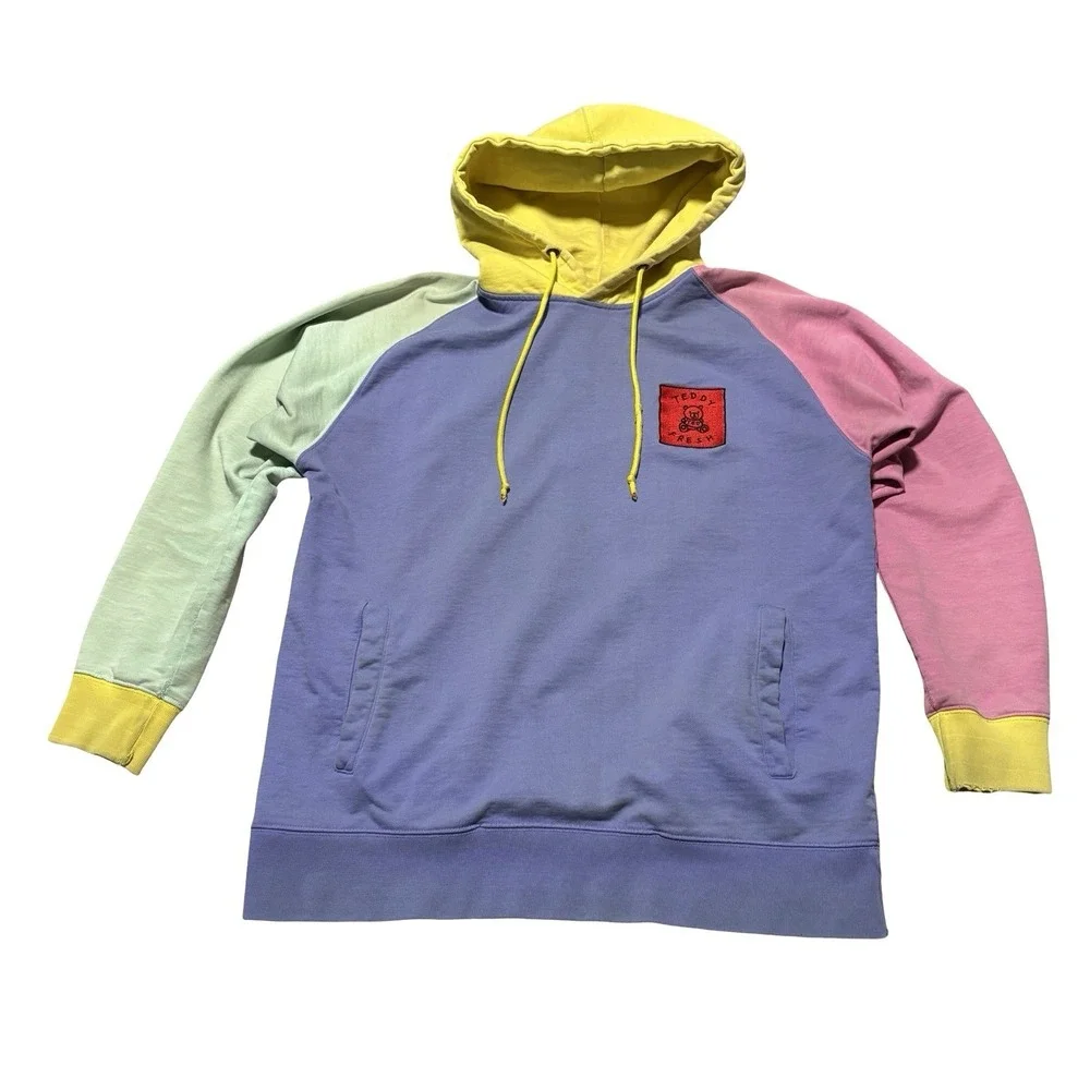 Teddy Fresh Men's Color Block Pullover Hoodie *Flawed* Size XL 25 x 29